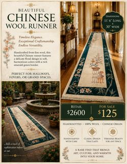 Chinese Wool Runner Rug 11'6" x 30"