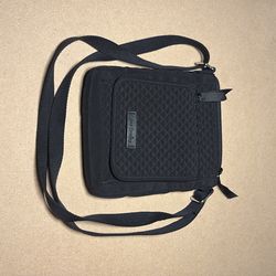 Vera Bradley Medium Crossbody Black Quilted Shoulder Bag Purse Adjustable Strap