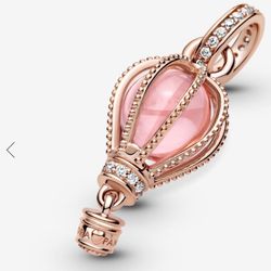 New Pandora Rose Gold Pink Hot Air Balloon Dangle Charm