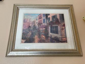 Silver-Framed Venetian Canal Wall Art Print