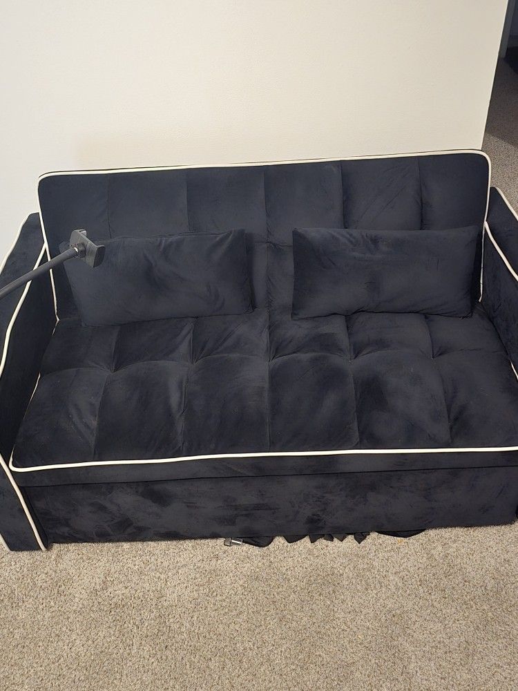 Pull Out Sofa Bed with Phone Holder, Convertible Velvet Loveseat Sleeper with 2 USB! DAMAGED!