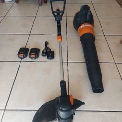 Worx 20V Power Share Cordless String Trimmer and Turbine Leaf Blower Combo Kit