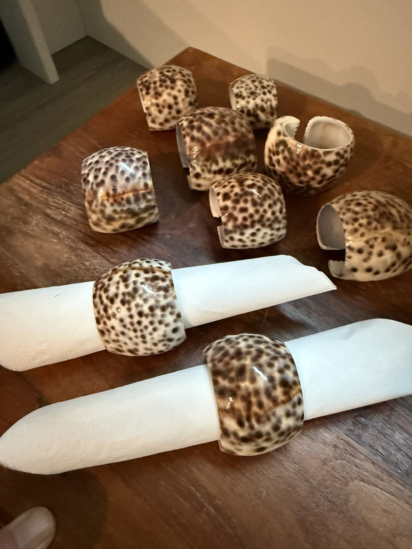 Tiger Cowrie Leopard Spotted Seashell Napkin Holders Rings