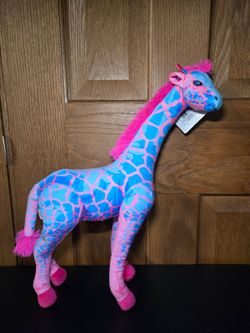 Pink and Blue Giraffe Stuffed Animal