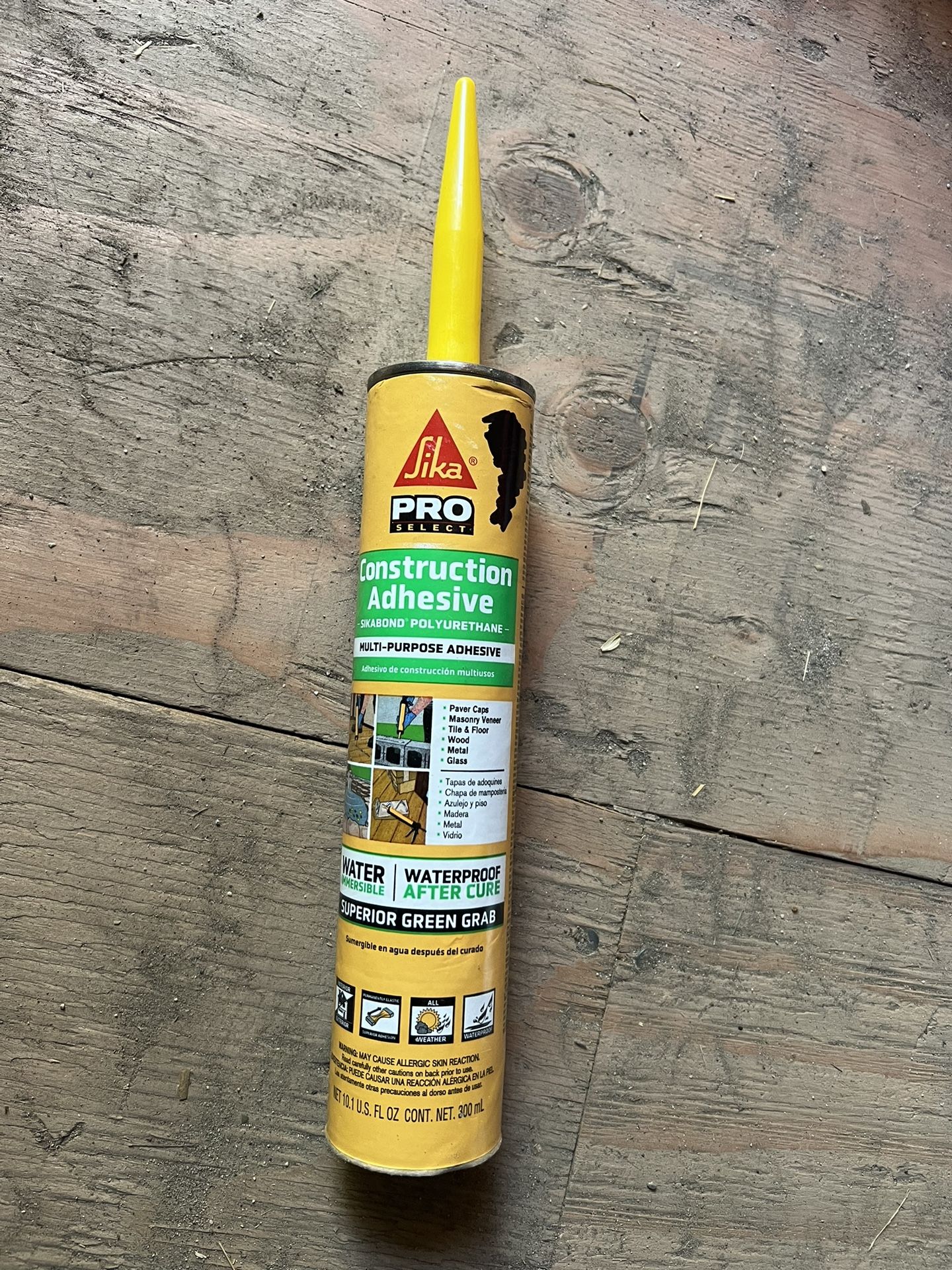 10.1 fl. oz. SikaBond Construction Adhesive Heavy Duty Multipurpose Elastic Polyurethane Gray Color 