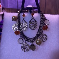 Lia Sophia Ear Rings And Matching Bracelet 