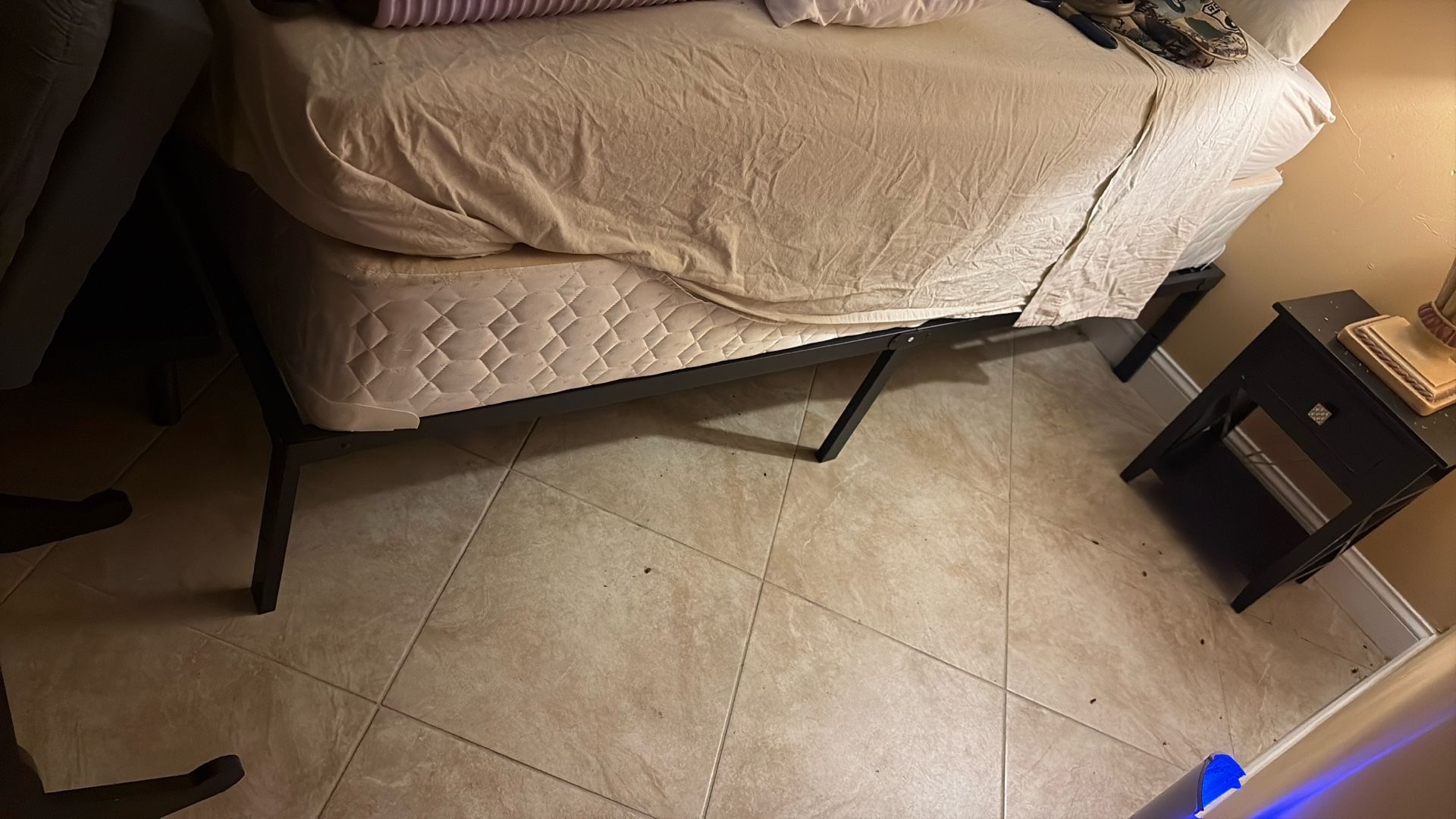 King Size Metal Bed Frame / King Bamboo Mattress / Two Full Size Box Springs