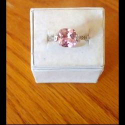 New S .925 Sterling Silver Pink Topaz Ring Size 9 
