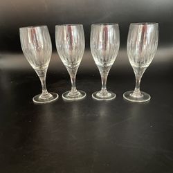 Vtg Etched Crystal Cordial Glasses Set of 4 MCM Liqueur Aperitif 1 oz