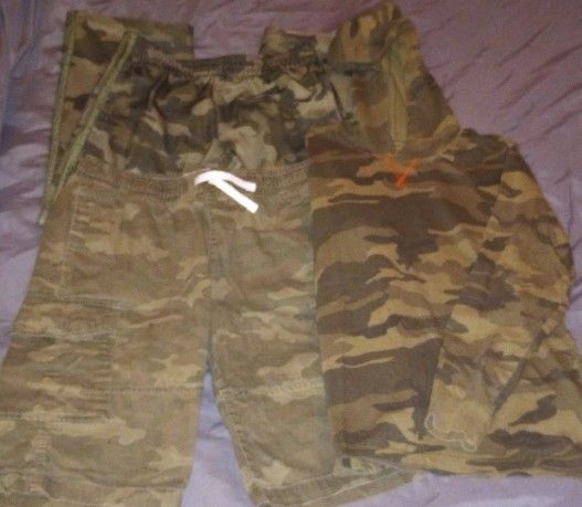 Kids Army Camo Camouflage Pants Shorts Shirt Sz Med Lg