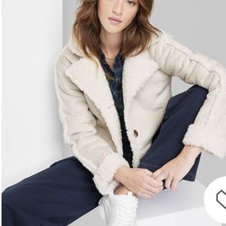 Women's Faux Shearling Jacket - Wild Fable Off-White XL
