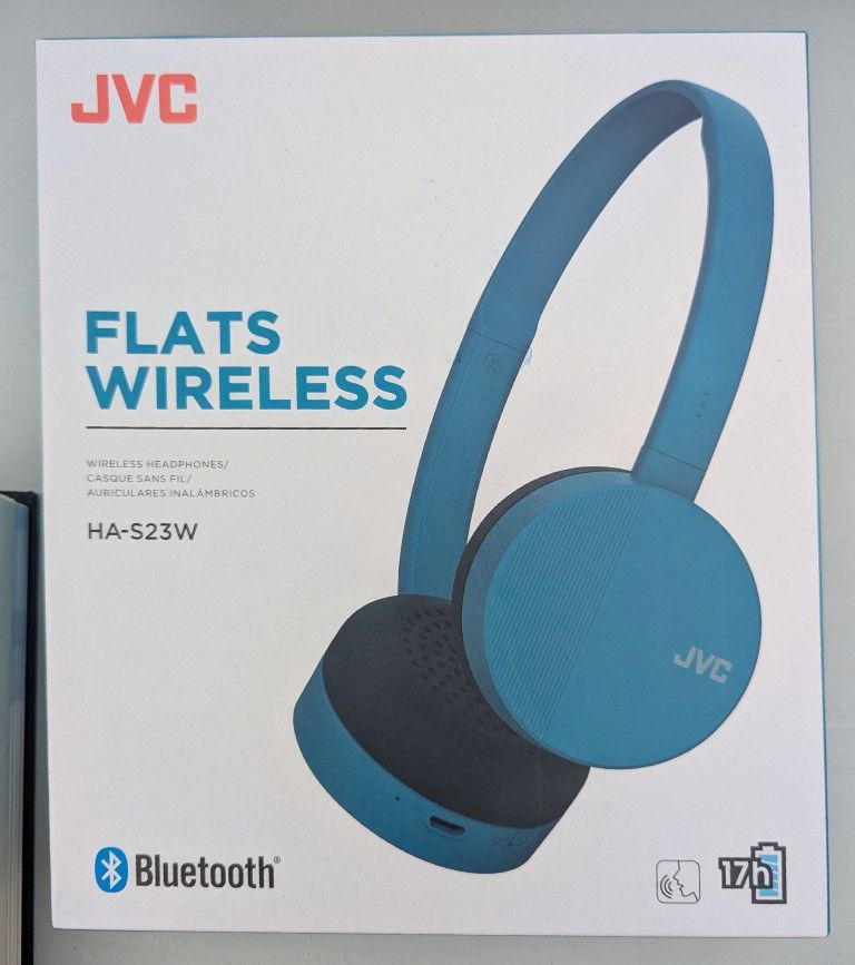 JVC Flats Wireless Headphones, 17 hr Playtime, New In Box