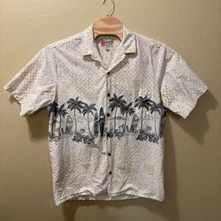 Men’s 2XL Vintage Hilo Hattie Hawaiian Original Palm Surfboard Button Down Shirt