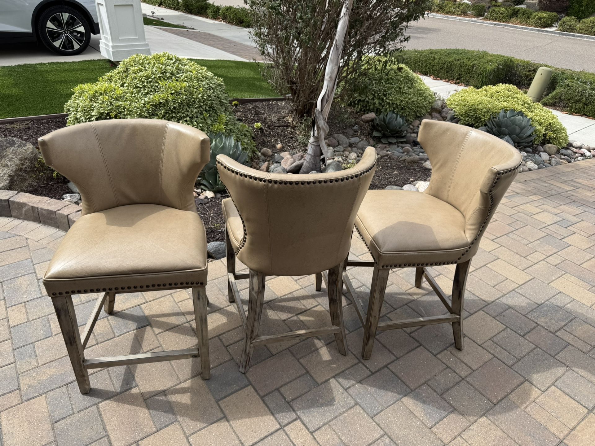 3 Bar Stools - Leather