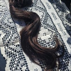 Human Hair Extension Clip On Brown 16"