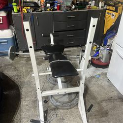 bench press set with bar and weights 