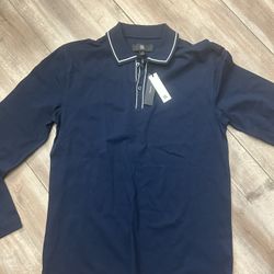 Small Banana Republic Men's Luxury-Touch Long-Sleeve Polo Shirt luxe pique