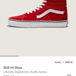 New Vans Red And White High Tops