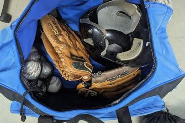 Baseball Gear — Gloves, Helmet, & Bag