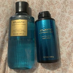Bath And Body Works Mens Atlantic Body Spray And Body Wash 