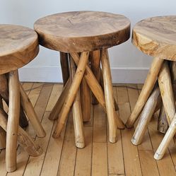 3 wooden stools