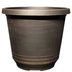 12 in. Torino Round Black Bronze Plastic Planter