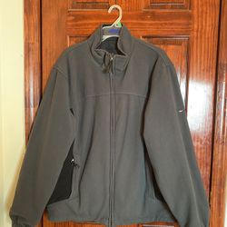 IZOD Men Gray Fleece Jacket Large