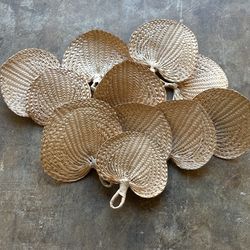 12 Wicker Hand Fans 