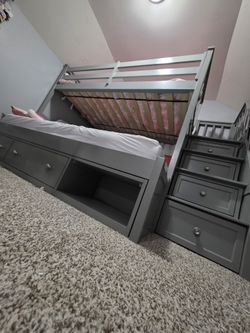 Twin/full Bunk Bed With Stairs.