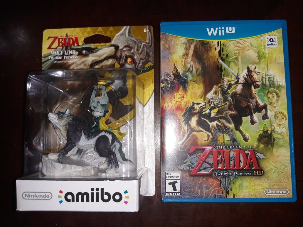 Zelda Twlight Princess HD Nintendo WII U Game with Wolf Link Amiibo figure (New)