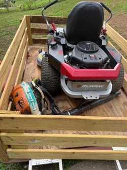 We're selling the murray lawn mower, stihl 700 backpack  blower, stihl fs 45 weed eater and 5 by 8 trailer.