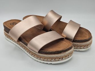 SO Rose Gold Double Strap Platform Slide Sandals Sz 6.5M