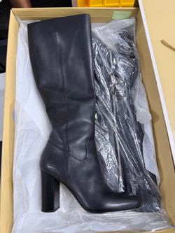 Michael Kors Black Knee High Heeled Lock Boots