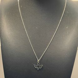F.A.Dumont Sterling Silver Dove Pendant Stainless Steel Lite Curb Chain 19”