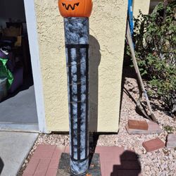 55" High Pumpkin Halloween Decoration - Side Of Pumpkin Damaged In Storm But Looks Good Facing Front