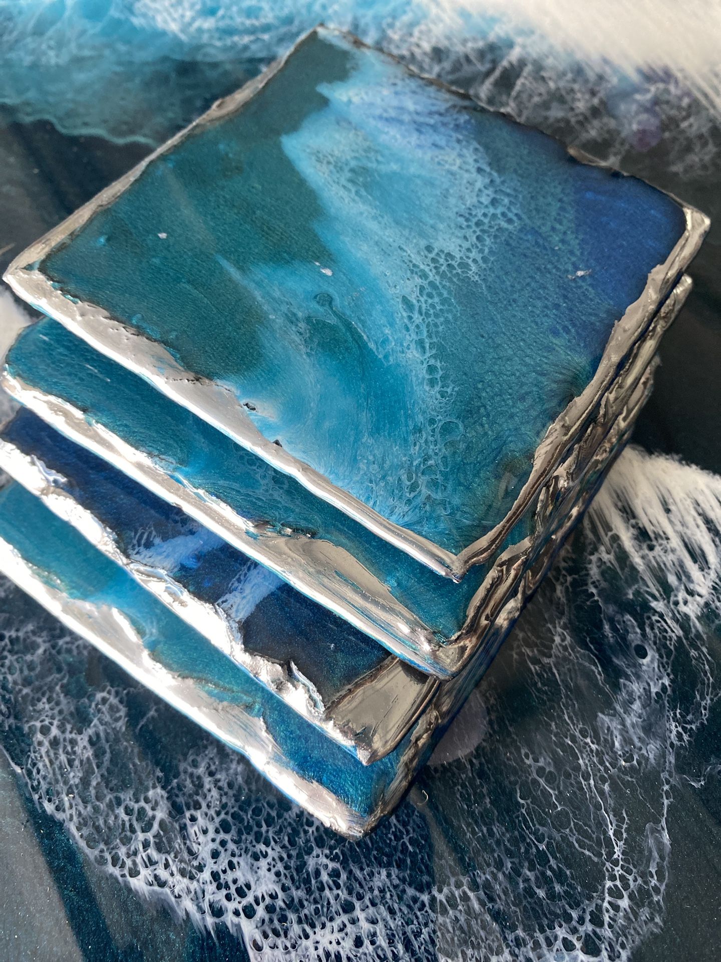 Square Coasters , Slate With Epoxy