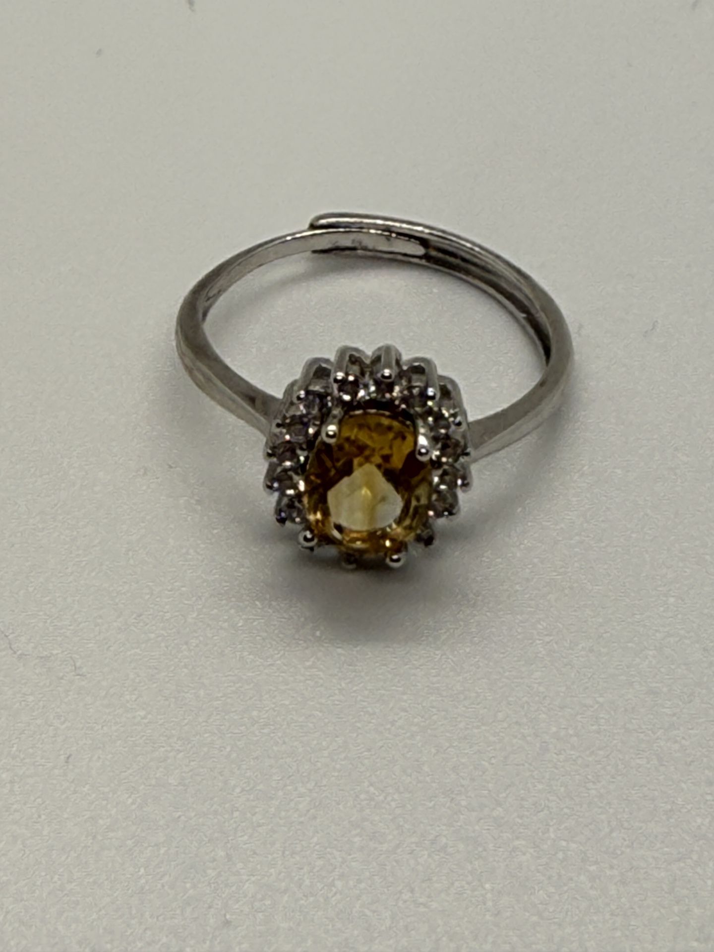 Natural Citrine Stone From Brazil Adjustable Ring On Sterling Silver