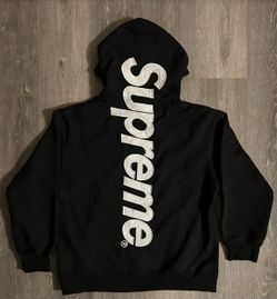 Black Supreme Satin Appliqué Hoodie Size L