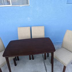 Small Brown Dining Table And 4 Chairs 