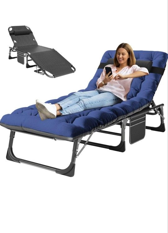 Folding Chaise Lounge Chair 5-Position, Folding Cot,
