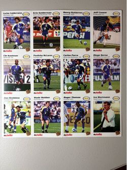 1998 Miami Fusion 12 card complete sheet featuring Carlos Valderrama