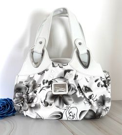 White & Gray Floral Handbag
