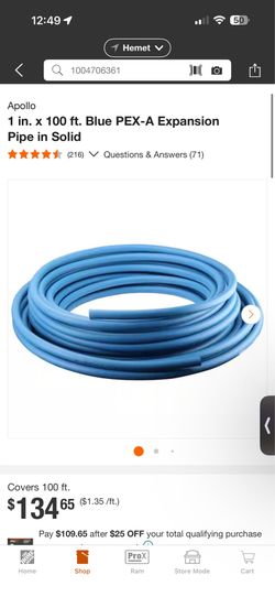 1 in. x 100 ft. Blue PEX-A Expansion Pipe in Solid