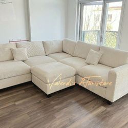 Sectional Sofa Corduroy Fabric 99x99x35