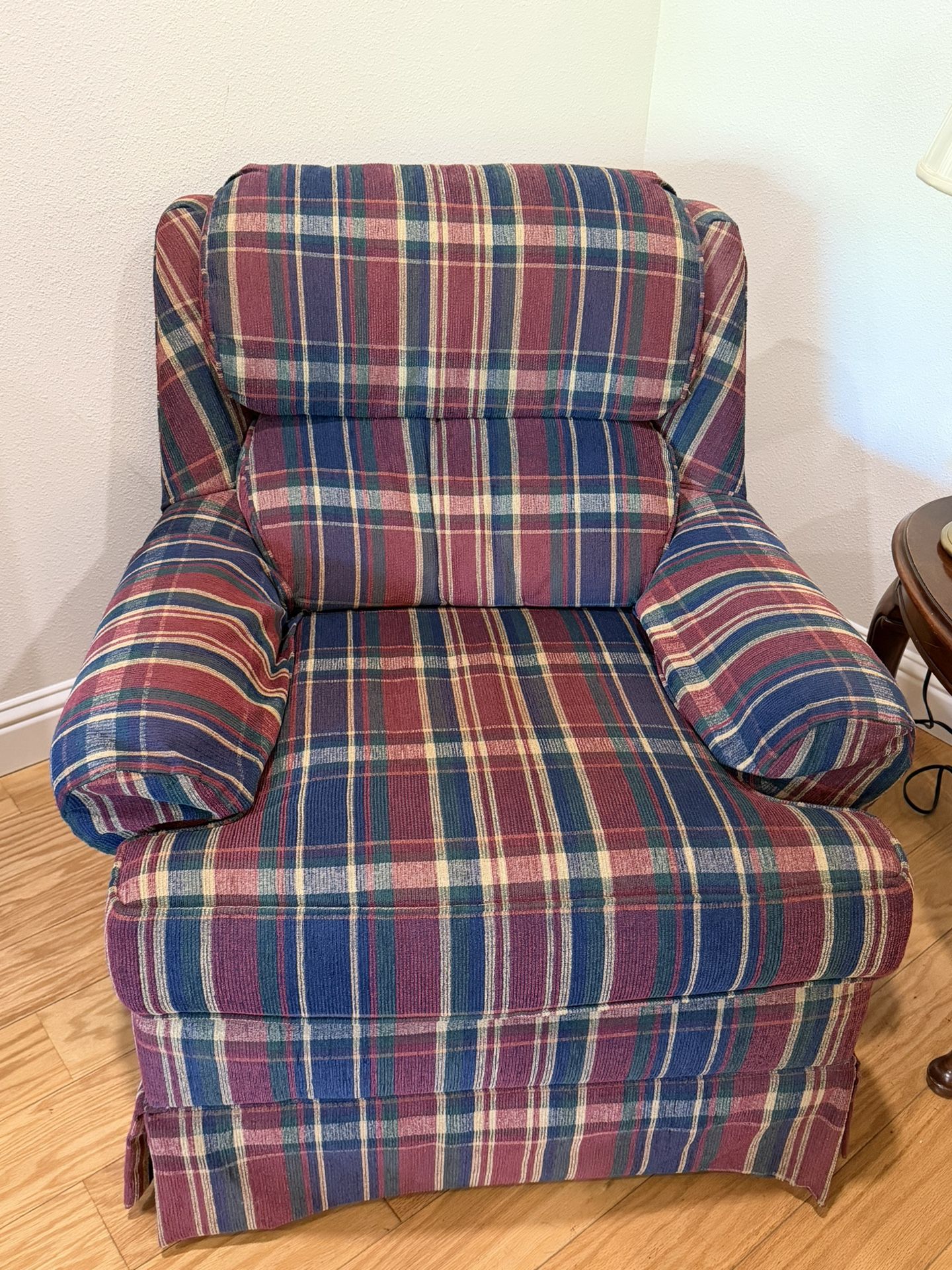 Drexel Heritage Plaid Skirted Lounge Chair Arm Chair