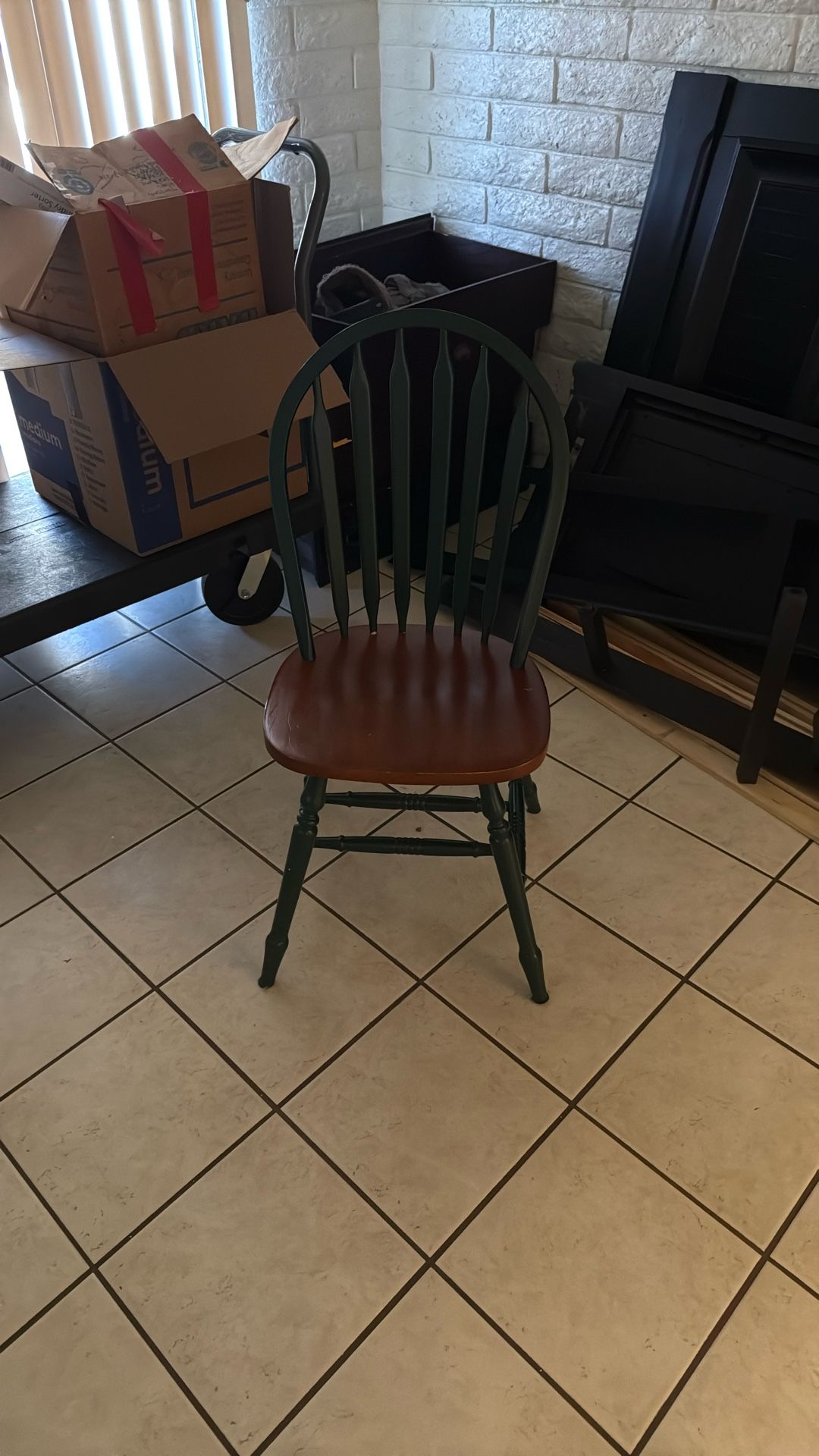 One Green And Wooden Chair