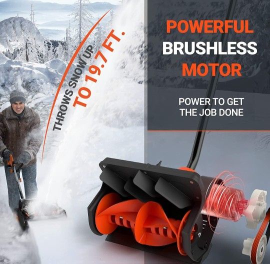 VOLTASK Cordless Snow Shovel, 20V 12Inch 4Ah Cordless Snow Blower