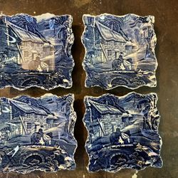 Vintage Porcelain Lot (7 Pieces) - Blue & White Small Serving Dish