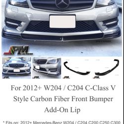 Mercedes C Class Carbon Fiber Front Spoiler  with Carbon Fiber Rear Bumper Extensions!!!