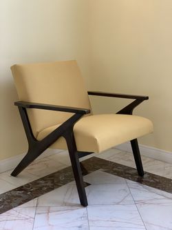 Reupholstered Yellow Lounge Chair 